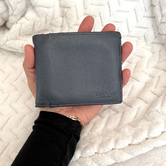 Coach Dark Blue Men's Leather Wallet - Picture 1 of 5